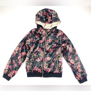Girl’s Jessica Simpson Black Floral Bomber Jacket Size XL